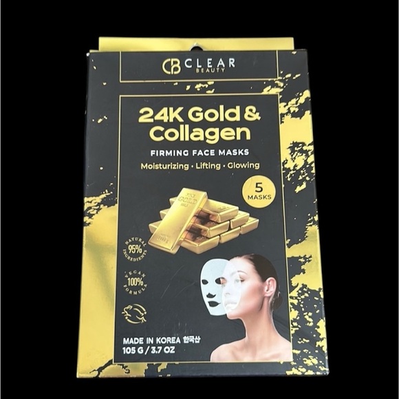 Clair Beauty Accessories - Clair Beauty 24K Gold & Collagen Firming Face Masks Pk of 5 NEW IN BOX